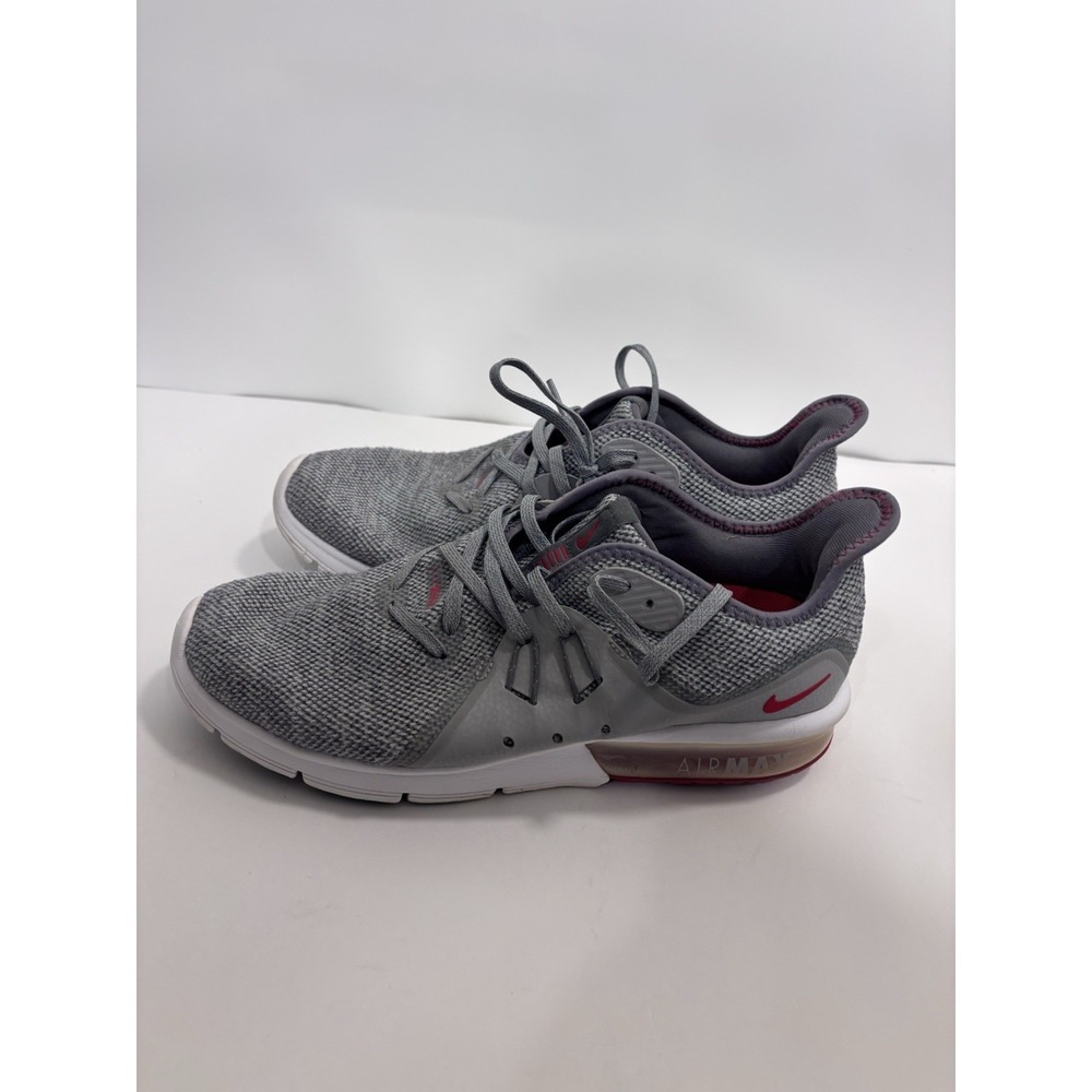 Nike Men Air Max Sequent 3 Low Top Lace-Up Sneakers Cool Grey/Univ Red 2017 SZ 9